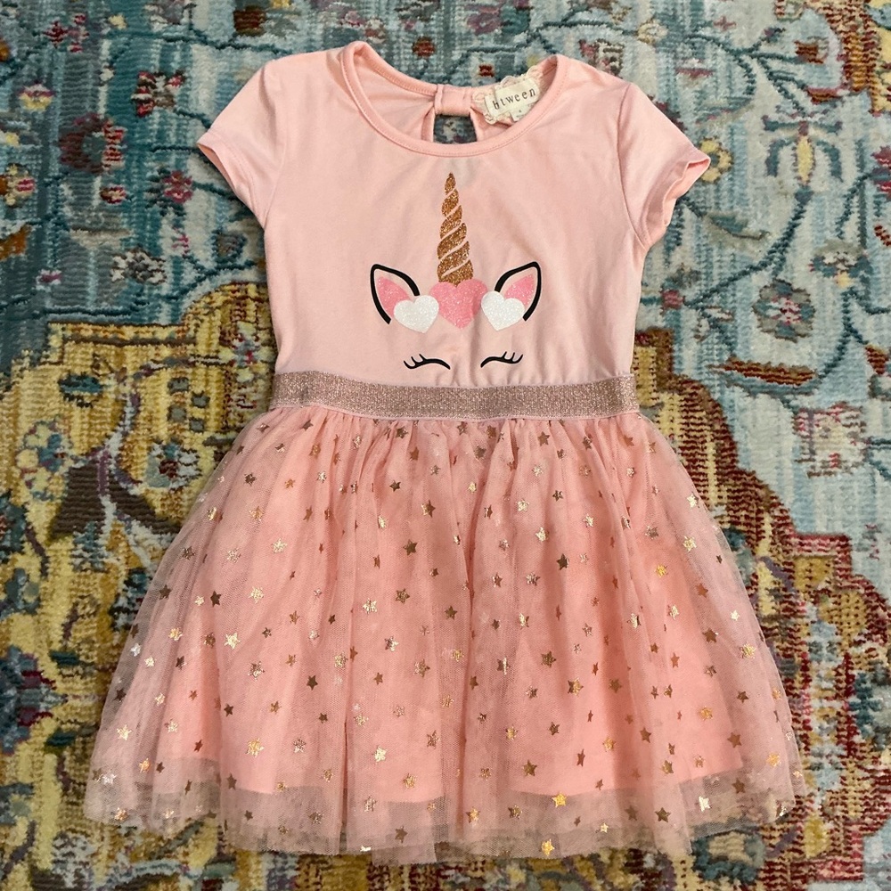 Btween Easter spring summer peach pink unicorn tulle tutu dress 4